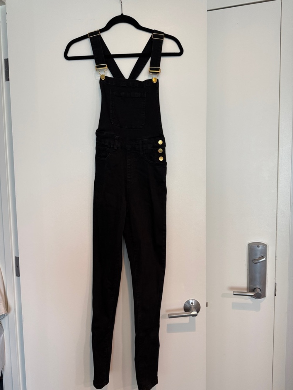 WeWoreWhat Black Denim Overalls Size xs